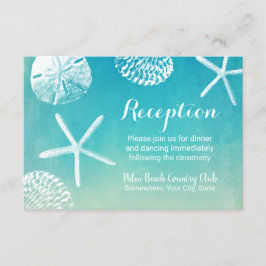 Watercolor Seashells Beach Wedding Empfang Begleitkarte