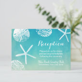 Watercolor Seashells Beach Wedding Empfang Begleitkarte (Stehend Vorderseite)