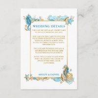 Watercolor Seashells Coral Blue Wedding Details