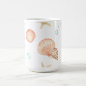 Watercolor Seashells Pearls Coastal Pattern Kaffeetasse (Mittel)