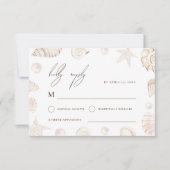 Watercolor Seashells & Pearls Nautical Wedding RSVP Karte (Vorderseite)