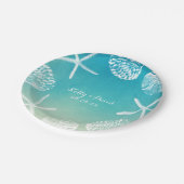 Watercolor Seashells Summer Beach Wedding Pappteller (Schrägansicht)