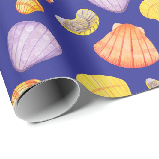 Watercolor Seashells Wrapping Paper Geschenkpapier (Rolleneckpunkt)
