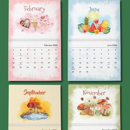 Watercolor seasons Calendar Kalender