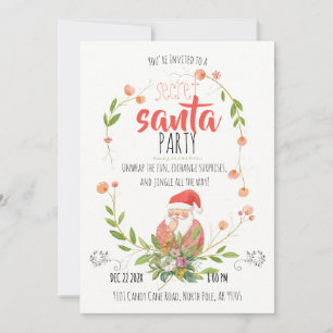 Watercolor Secret Santa Kranz Weihnachten Einladung