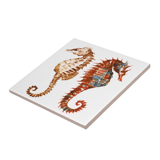 Watercolor-Seepferd-Muster Fliese (Seite)