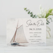 Watercolor-Segelschiff Save-the-Date-Karte Save The Date (Stehend Vorderseite)
