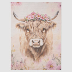 Watercolor-Seidenpapier Highland-Kuh rosa Blumen Seidenpapier