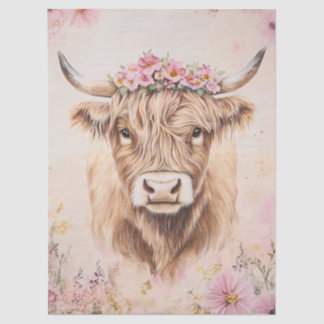 Watercolor-Seidenpapier Highland-Kuh rosa Blumen Seidenpapier