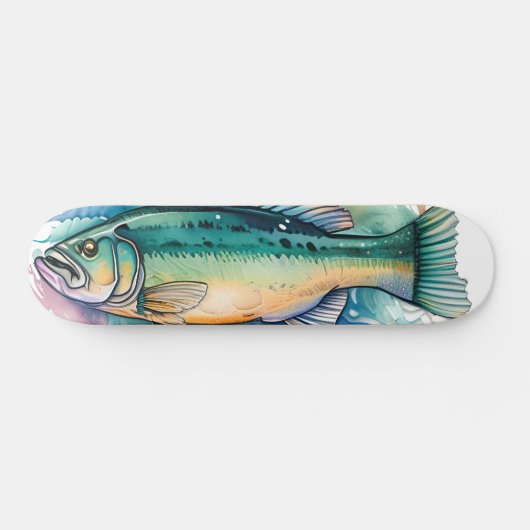Watercolor Series: Bass Skateboard (Horizontal)