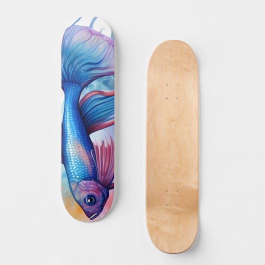 Watercolor Series: Betta Fish Skateboard (Vorderseite)
