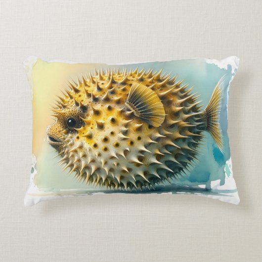 Watercolor Series: Blowfish Dekokissen (Vorderseite)