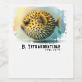 Watercolor Series: Blowfish Weinetikett (Einzelnes Label)