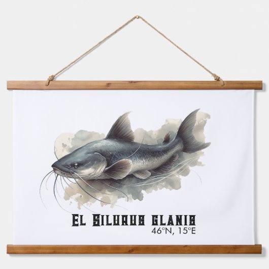 Watercolor Series: Catfish Wandteppich Mit Holzrahmen (Vorne)