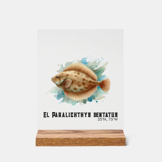 Watercolor Series: Flounder/Flatfish Acrylschild (Vorderseite)