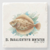 Watercolor Series: Flounder/Flatfish Steinuntersetzer (Vorderseite)