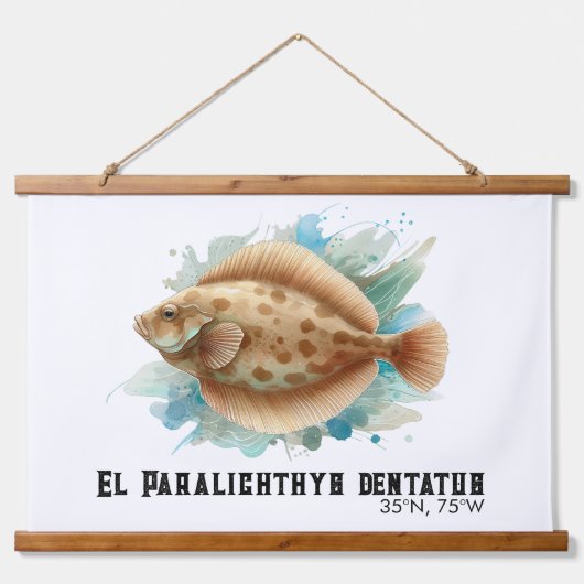 Watercolor Series: Flounder/Flatfish Wandteppich Mit Holzrahmen (Vorne)
