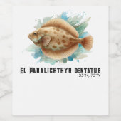 Watercolor Series: Flounder/Flatfish Weinetikett (Einzelnes Label)