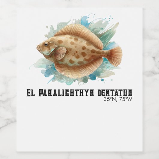 Watercolor Series: Flounder/Flatfish Weinetikett (Einzelnes Label)