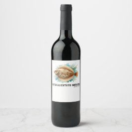 Watercolor Series: Flounder/Flatfish Weinetikett