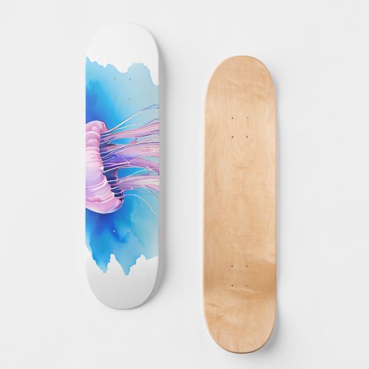 Watercolor Series: Jellyfish 2 Skateboard (Vorderseite)