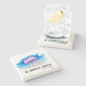 Watercolor Series: Jellyfish 2 Steinuntersetzer (Seitenansicht)