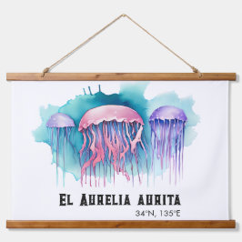 Watercolor Series: Jellyfish Wandteppich Mit Holzrahmen