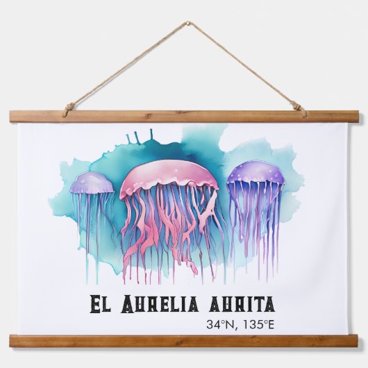 Watercolor Series: Jellyfish Wandteppich Mit Holzrahmen (Vorne)