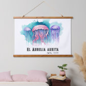 Watercolor Series: Jellyfish Wandteppich Mit Holzrahmen (Schlafzimmer)