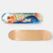 Watercolor Series: Koi Fish Skateboard (Horizontal)