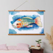 Watercolor Series: Koi Fish Wandteppich Mit Holzrahmen (Schlafzimmer)