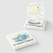 Watercolor Series: Mackerel Steinuntersetzer (Seitenansicht)