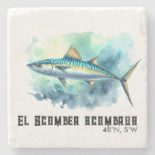 Watercolor Series: Mackerel Steinuntersetzer (Vorderseite)