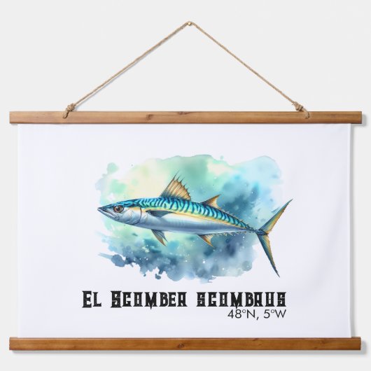 Watercolor Series: Mackerel Wandteppich Mit Holzrahmen (Vorne)