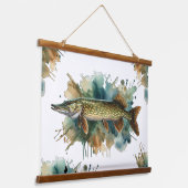 Watercolor Series: Pike Wandteppich Mit Holzrahmen (Gewinkelt)