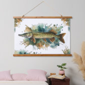 Watercolor Series: Pike Wandteppich Mit Holzrahmen (Schlafzimmer)