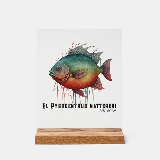 Watercolor Series: Piranha Acrylschild (Vorderseite)