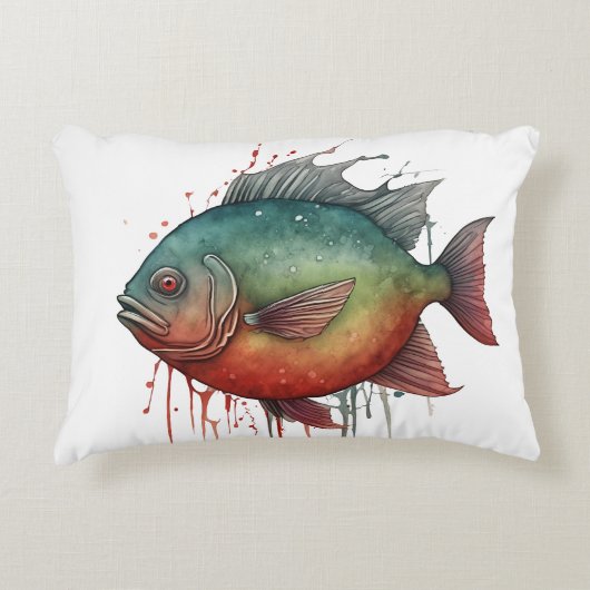 Watercolor Series: Piranha Dekokissen (Vorderseite)