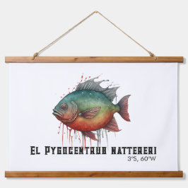 Watercolor Series: Piranha Wandteppich Mit Holzrahmen