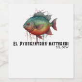 Watercolor Series: Piranha Weinetikett (Einzelnes Label)