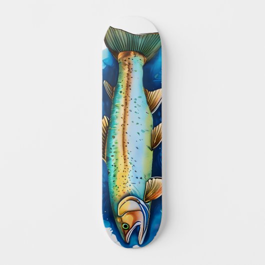 Watercolor Series: Trout/Salmon Skateboard (Vorderseite)