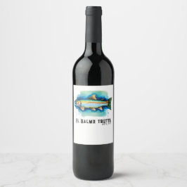 Watercolor Series: Trout/Salmon Weinetikett