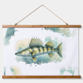 Watercolor Series: Zander/Walleye Wandteppich Mit Holzrahmen