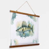 Watercolor Series: Zander/Walleye Wandteppich Mit Holzrahmen (Gewinkelt)