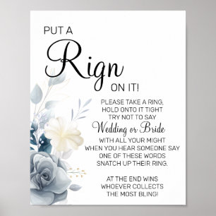 Watercolor Setze einen Ring Brautparty-Spielschild Poster