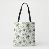 Watercolor Shamrock Floral Tote Bag | Irish Clover Tasche (Vorderseite)