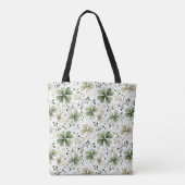 Watercolor Shamrock Floral Tote Bag | Irish Clover Tasche (Rückseite)