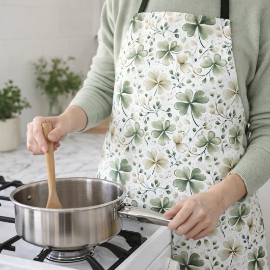 Watercolor Shamrock Kitchen Apron | Irish Gift Schürze