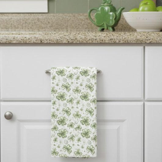 Watercolor Shamrock Kitchen Towel | Irish Clover Geschirrtuch
