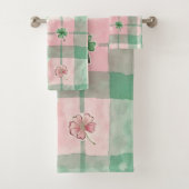 Watercolor Shamrock Plaid Towel Set (Insitu)
